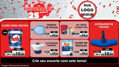 Modelo de TV para TV Horizontal com o tema Promoção de Aniversário - 25Anos para Produtos para Piscina