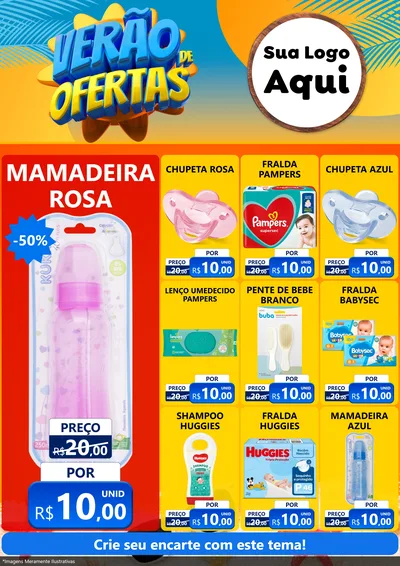 Modelo de Encarte para Encarte A4 Vertical com o tema Verão de Ofertas para Bebês