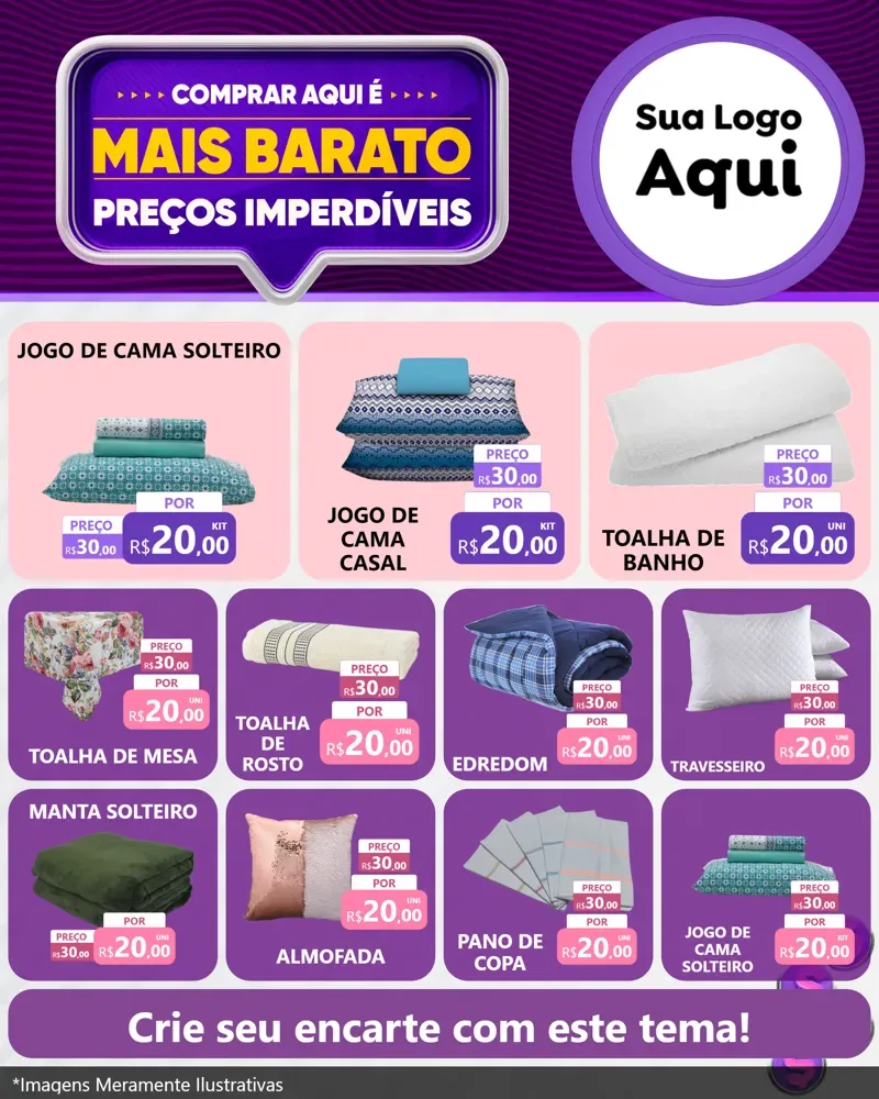 Modelo de Rede Social para Feed Instagram com o tema Mais Barato para Cama, Mesa e Banho