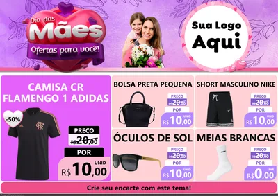 Modelo de Encarte para Encarte A4 Horizontal com o tema Dia das Mães Ofertas para Você! para Roupas e acessórios