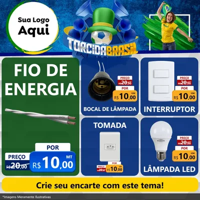 Modelo de Rede Social para Feed Facebook com o tema Torcida Brasil - Copa para Materiais Elétricos