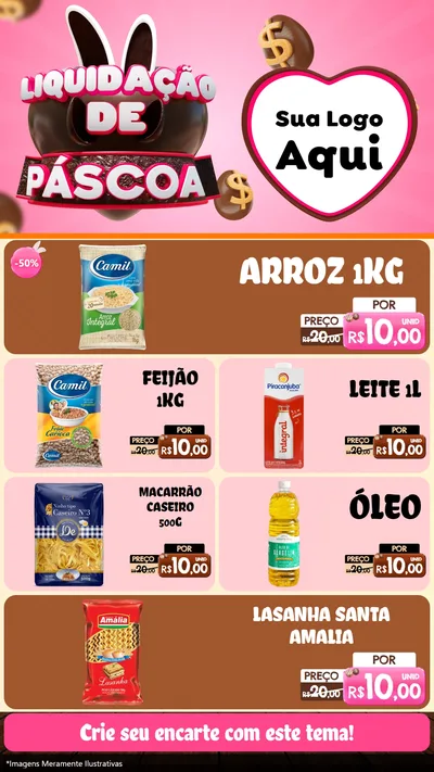 Modelo de TV para TV Vertical com o tema Liquidação de Páscoa para Supermercado