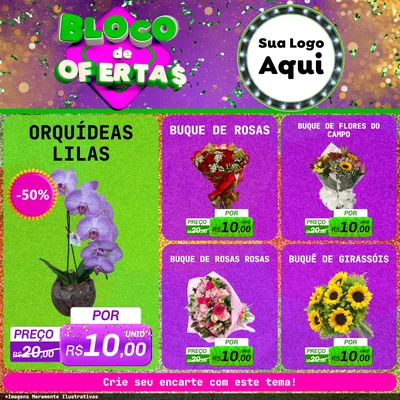 Modelo de Rede Social para Feed Facebook com o tema Bloco de Ofertas para Floricultura e jardim