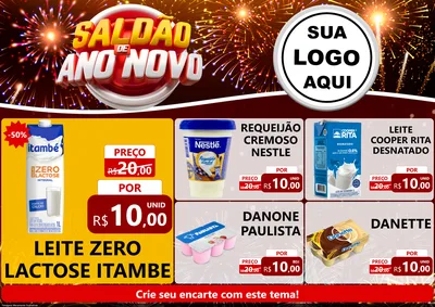 Modelo de Encarte para Encarte A4 Horizontal com o tema Saldão de Ano Novo para Frios e Laticínios