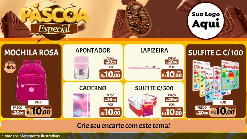 Modelo de TV para TV Horizontal com o tema Páscoa Especial para Papelaria
