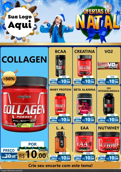 Modelo de Encarte para Encarte A4 Vertical com o tema Ofertas de Natal para Suplementos alimentares