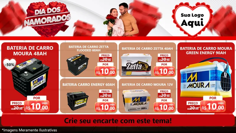 Modelo de TV para TV Horizontal com o tema Dia dos Namorados para Baterias Elétricas