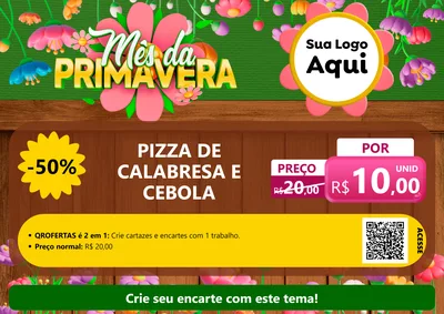 Modelo de Cartaz para Cartaz A4 Horizontal com o tema Mês da Primavera para Pizzaria