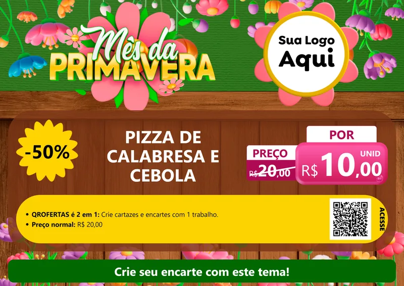 Modelo de Cartaz para Cartaz A4 Horizontal com o tema Mês da Primavera para Pizzaria