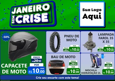 Modelo de Encarte para Encarte A4 Horizontal com o tema Janeiro Sem Crise para Moto peças