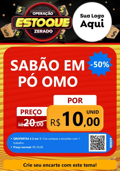 Modelo de Cartaz para Cartaz A4 Vertical com o tema Operação Estoque Zerado para Produtos de Limpeza