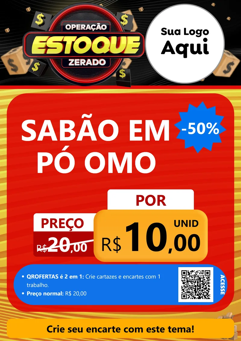 Modelo de Cartaz para Cartaz A4 Vertical com o tema Operação Estoque Zerado para Produtos de Limpeza