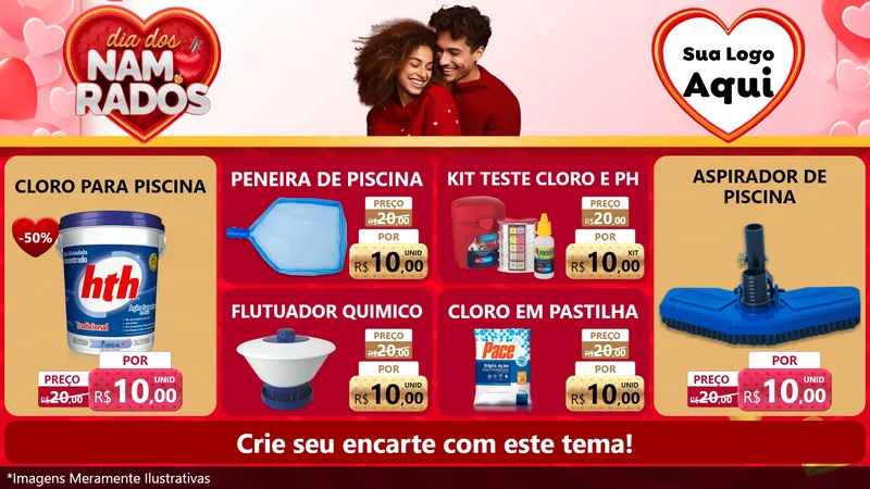 Modelo de TV para TV Horizontal com o tema Dia dos Namorados para Produtos para Piscina