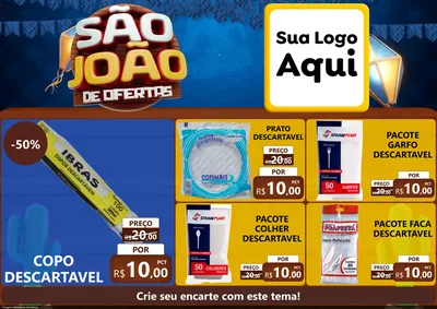 Modelo de Encarte para Encarte A4 Horizontal com o tema São João Ofertas Imbatíveis! - Junina para Embalagens