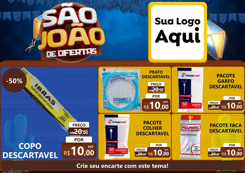 Modelo de Encarte para Encarte A4 Horizontal com o tema São João Ofertas Imbatíveis! - Junina para Embalagens