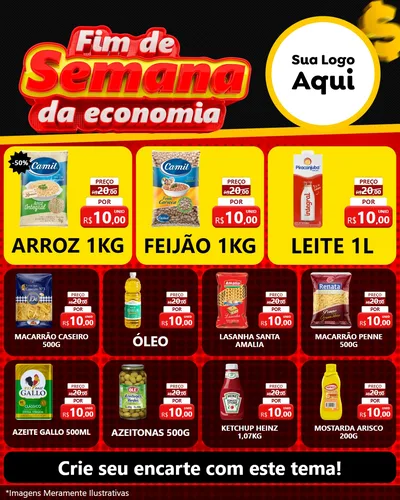 Modelo de Rede Social para Feed Instagram com o tema Fim de Semana da Economia para Supermercado