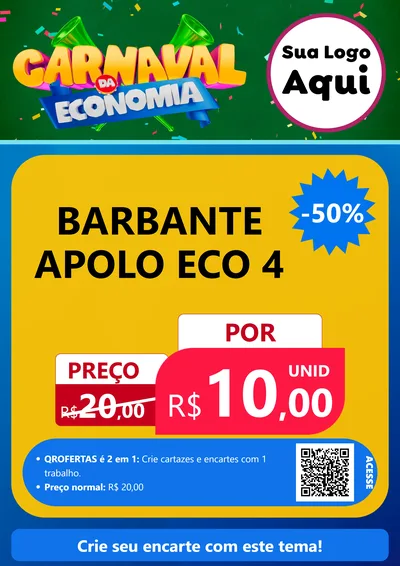 Modelo de Cartaz para Cartaz A4 Vertical com o tema Carnaval da Economia para Armarinho e Aviamentos