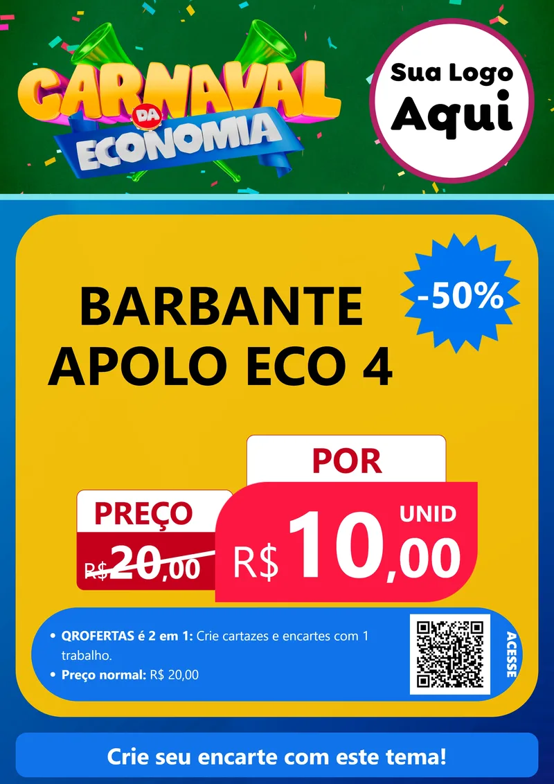 Modelo de Cartaz para Cartaz A4 Vertical com o tema Carnaval da Economia para Armarinho e Aviamentos