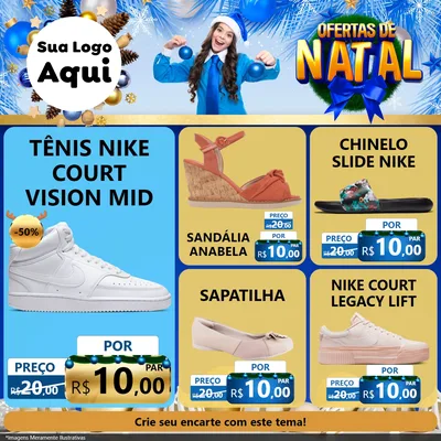 Modelo de Rede Social para Feed Facebook com o tema Ofertas de Natal para Calçados