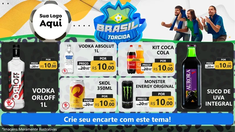 Modelo de TV para TV Horizontal com o tema Brasil Torcida - Copa para Distribuidora de bebidas