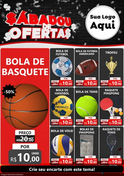Modelo de Encarte para Encarte A4 Vertical com o tema Sabadou de Ofertas para Artigos Esportivos