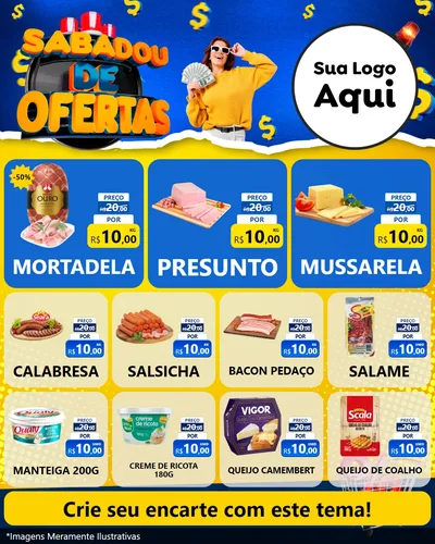 Modelo de Rede Social para Feed Instagram com o tema Sabadou de Ofertas para Frios e Laticínios