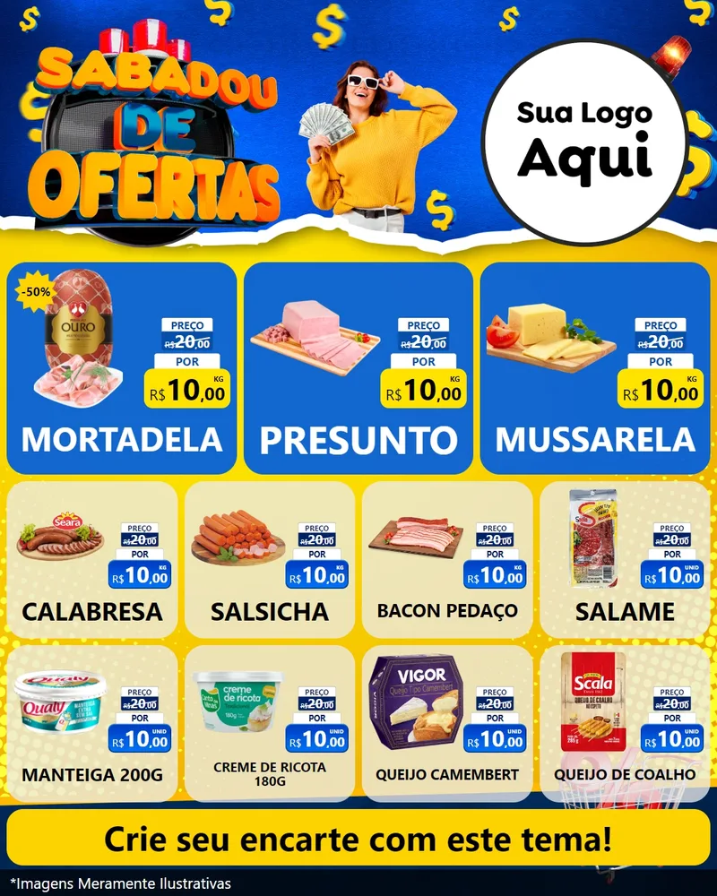 Modelo de Rede Social para Feed Instagram com o tema Sabadou de Ofertas para Frios e Laticínios