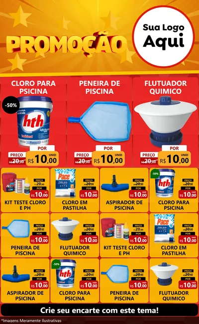Modelo de Encarte para Encarte Grande com o tema Promoção para Produtos para Piscina