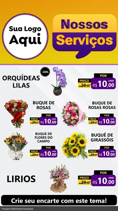 Modelo de TV para TV Vertical com o tema Nossos Serviços para Floricultura e jardim