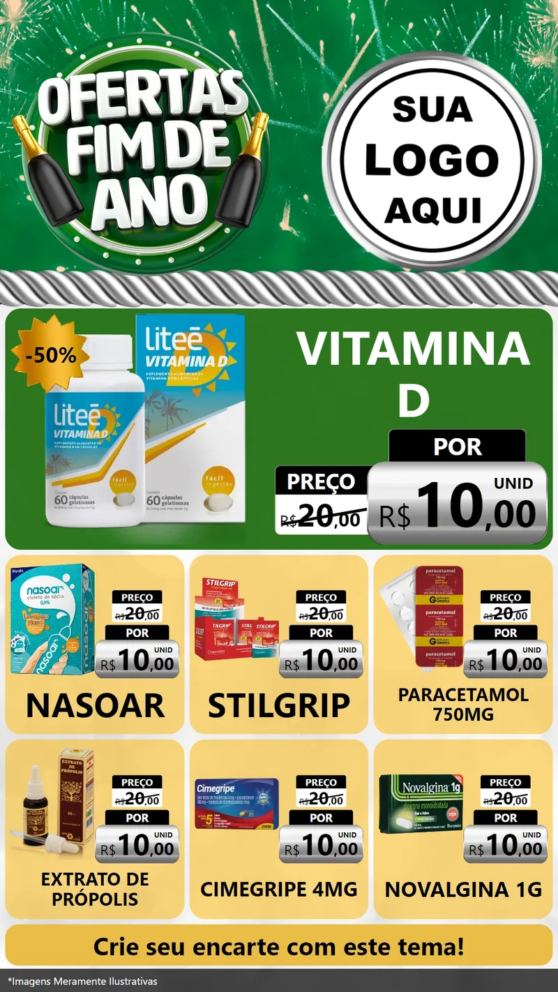 Modelo de Rede Social para Stories com o tema Ofertas Fim de Ano para Farmácia