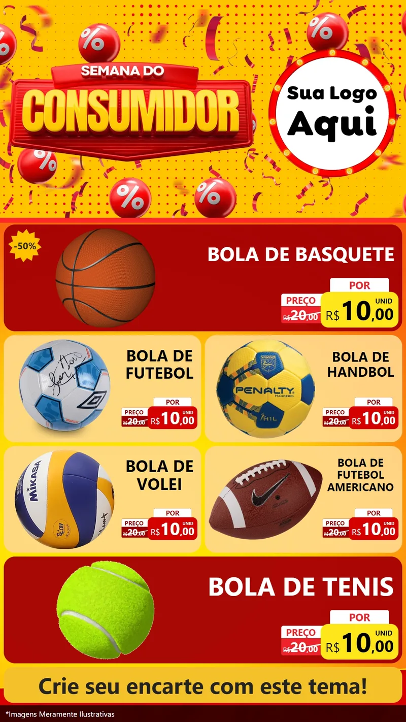 Modelo de TV para TV Vertical com o tema Semana do Consumidor para Artigos Esportivos