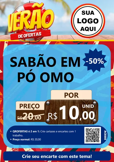 Modelo de Cartaz para Cartaz A4 Vertical com o tema Verão de Ofertas para Produtos de Limpeza