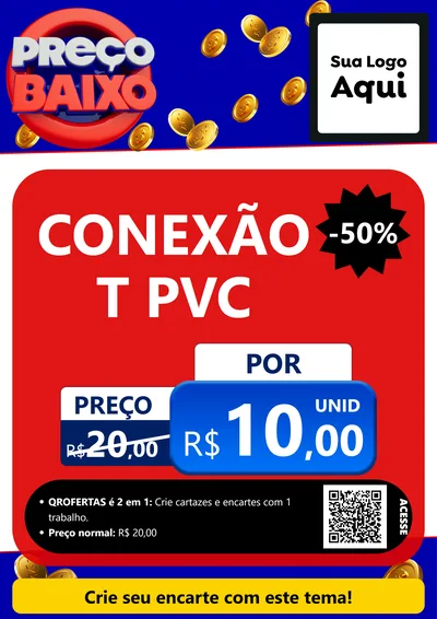 Modelo de Cartaz para Cartaz A4 Vertical com o tema Preço Baixo para Tubos e conexões