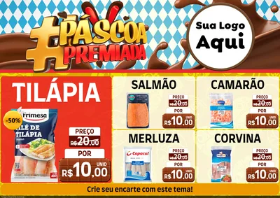 Modelo de Encarte para Encarte A4 Horizontal com o tema Páscoa Premiada para Peixaria