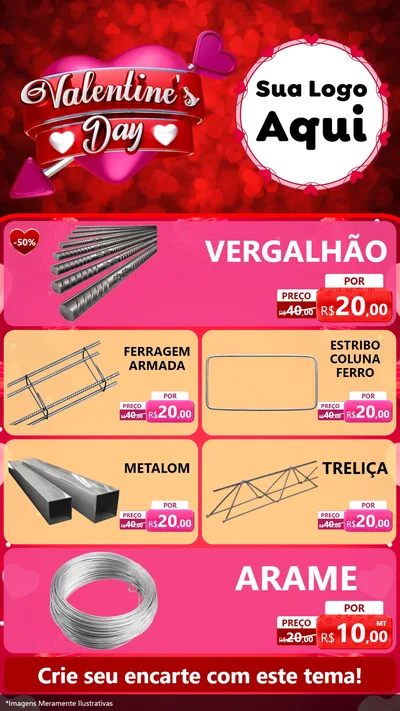 Modelo de TV para TV Vertical com o tema Valentine's Day para Ferragens