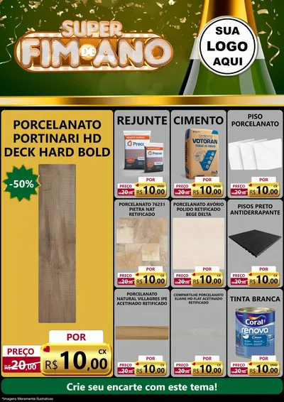 Modelo de Encarte para Encarte A4 Vertical com o tema Super Fim de Ano para Pisos e revestimentos