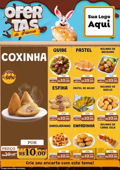 Modelo de Encarte para Encarte A4 Vertical com o tema Ofertas de Páscoa para Salgadaria