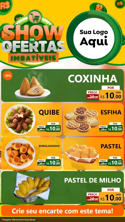 Modelo de TV para TV Vertical com o tema Show de Ofertas Imbatíveis para Salgadaria