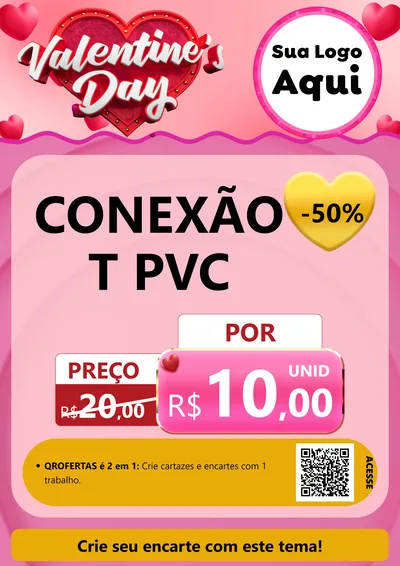 Modelo de Cartaz para Cartaz A4 Vertical com o tema Valentine's Day para Tubos e conexões