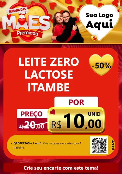Modelo de Cartaz para Cartaz A4 Vertical com o tema Semana das Mães Premiada para Frios e Laticínios