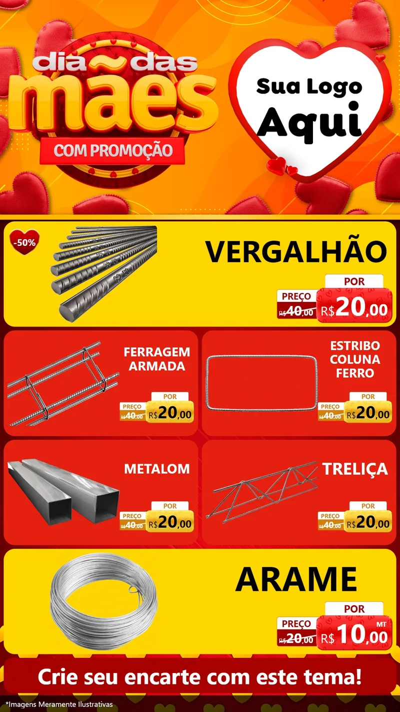 Modelo de TV para TV Vertical com o tema Dia das Mães com Promoção para Ferragens