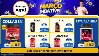 Modelo de TV para TV Horizontal com o tema Março Imbatível para Suplementos alimentares