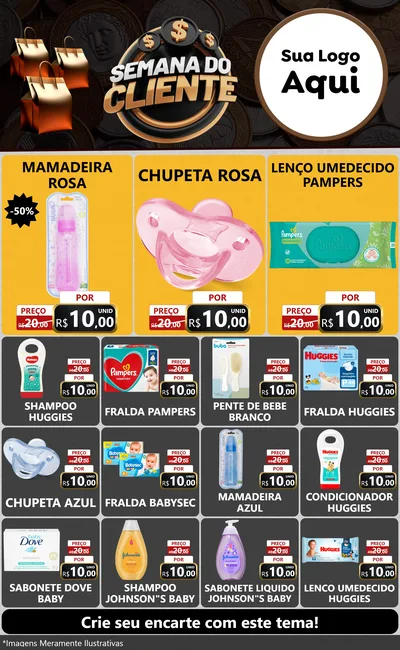 Modelo de Encarte para Encarte Grande com o tema Semana do Cliente para Bebês