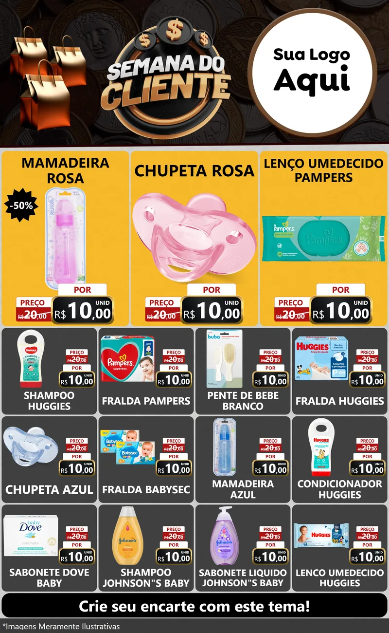 Modelo de Encarte para Encarte Grande com o tema Semana do Cliente para Bebês