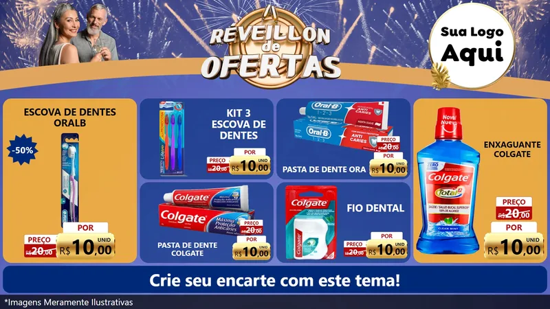 Modelo de TV para TV Horizontal com o tema Réveillon de Ofertas para Higiene Pessoal