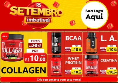 Modelo de Encarte para Encarte A4 Horizontal com o tema Setembro Imbatível para Suplementos alimentares