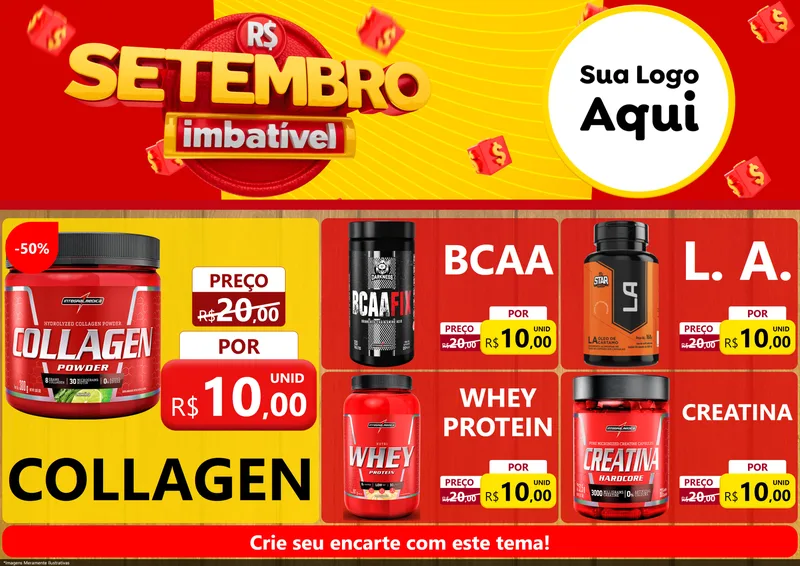 Modelo de Encarte para Encarte A4 Horizontal com o tema Setembro Imbatível para Suplementos alimentares