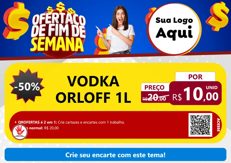 Modelo de Cartaz para Cartaz A4 Horizontal com o tema Ofertaço de Fim de Semana para Distribuidora de bebidas