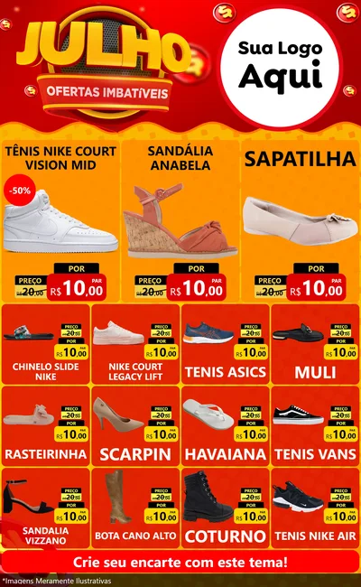 Modelo de Encarte para Encarte Grande com o tema Julho Ofertas Imbatíveis para Calçados