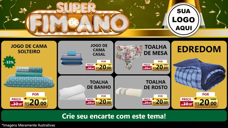 Modelo de TV para TV Horizontal com o tema Super Fim de Ano para Cama, Mesa e Banho
